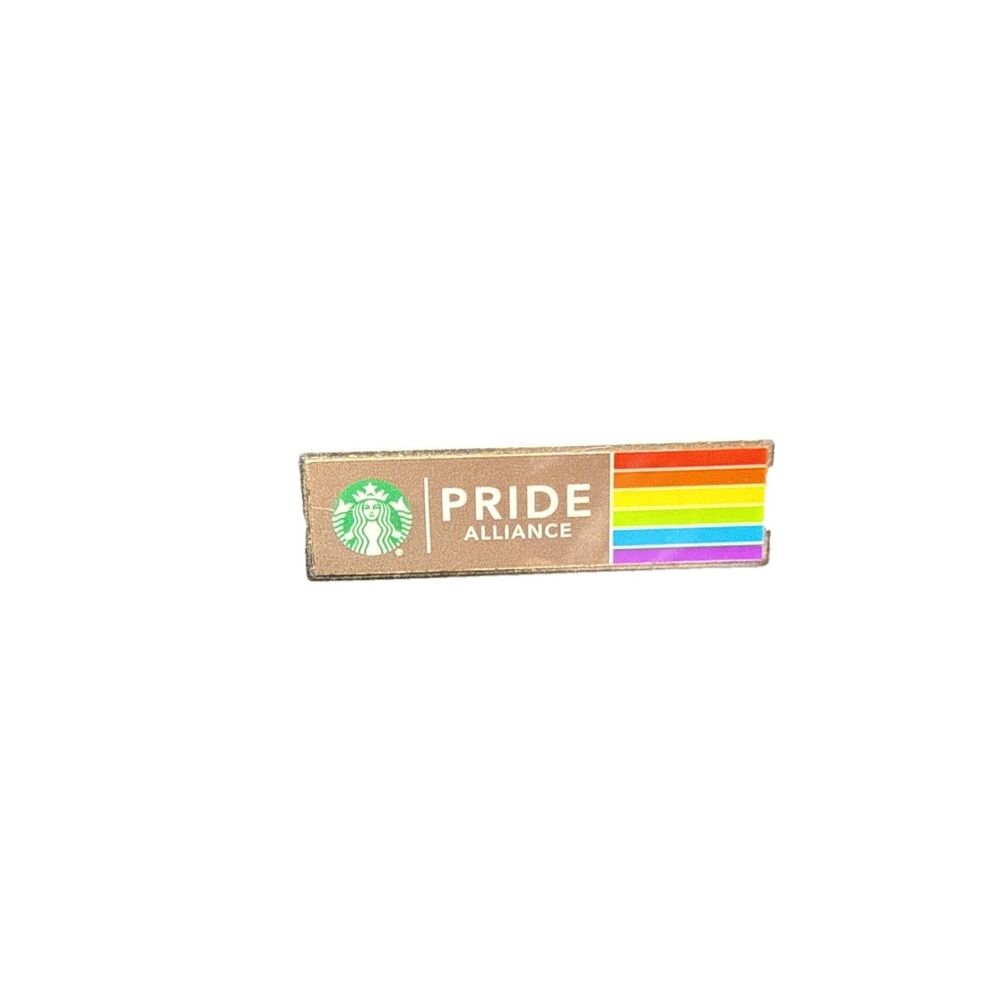 2007 Starbucks Pride Alliance LGBT Rainbow Barista Hat Lapel Pin 1.75"